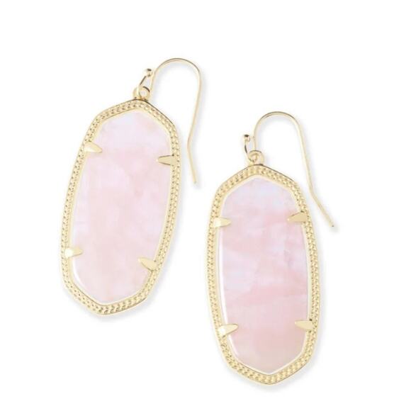 Kendra Scott Women's  Elle Rose Quartz Gold Drop Earrings - Picture 2 of 4